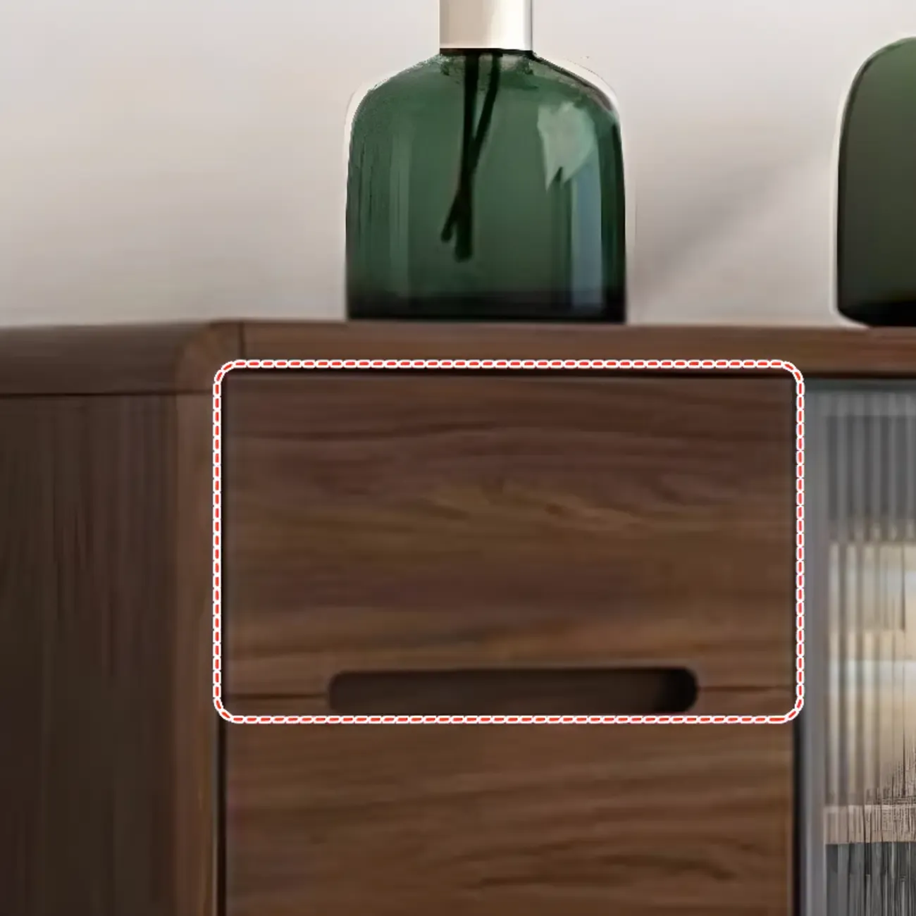 Modern Wood Narrow Sideboard Glass Door Storage Image - 8