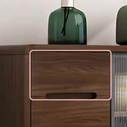 Modern Wood Narrow Sideboard Glass Door Storage Image - 8