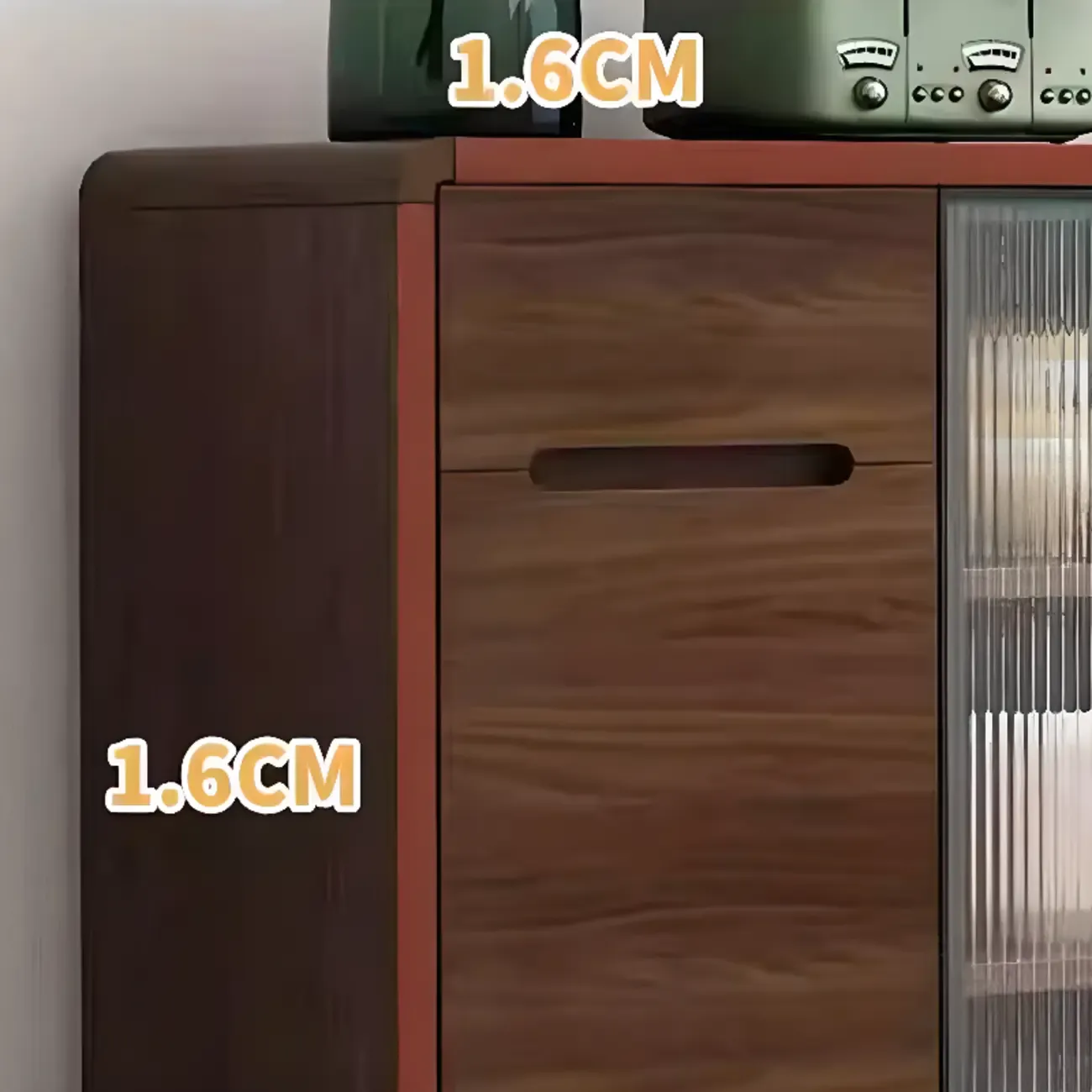 Modern Wood Narrow Sideboard Glass Door Storage Image - 12