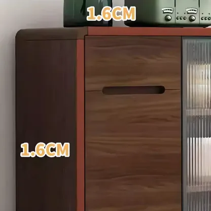 Modern Wood Narrow Sideboard Glass Door Storage Image - 12