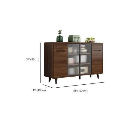 Modern Wood Narrow Sideboard Glass Door Storage Image - 19