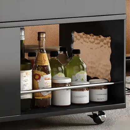 Foldable Tabletop Adjustable Wood Rolling Storage Cart Image - 15