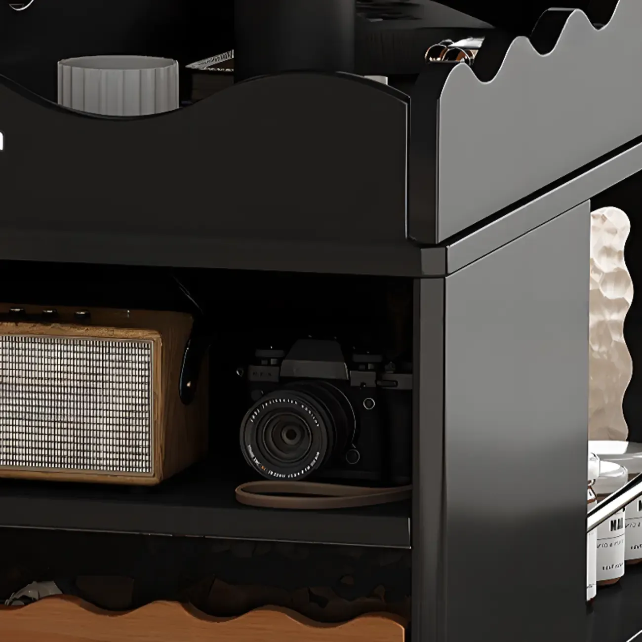 Foldable Tabletop Adjustable Wood Rolling Storage Cart Image - 17