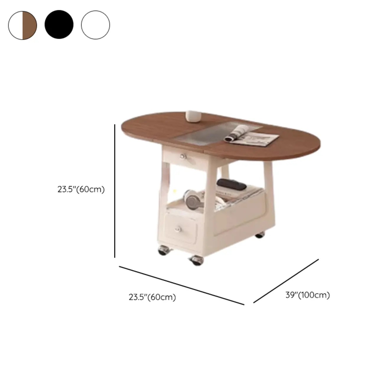 Foldable Tabletop Adjustable Wood Rolling Storage Cart Image - 22 | homeyfad