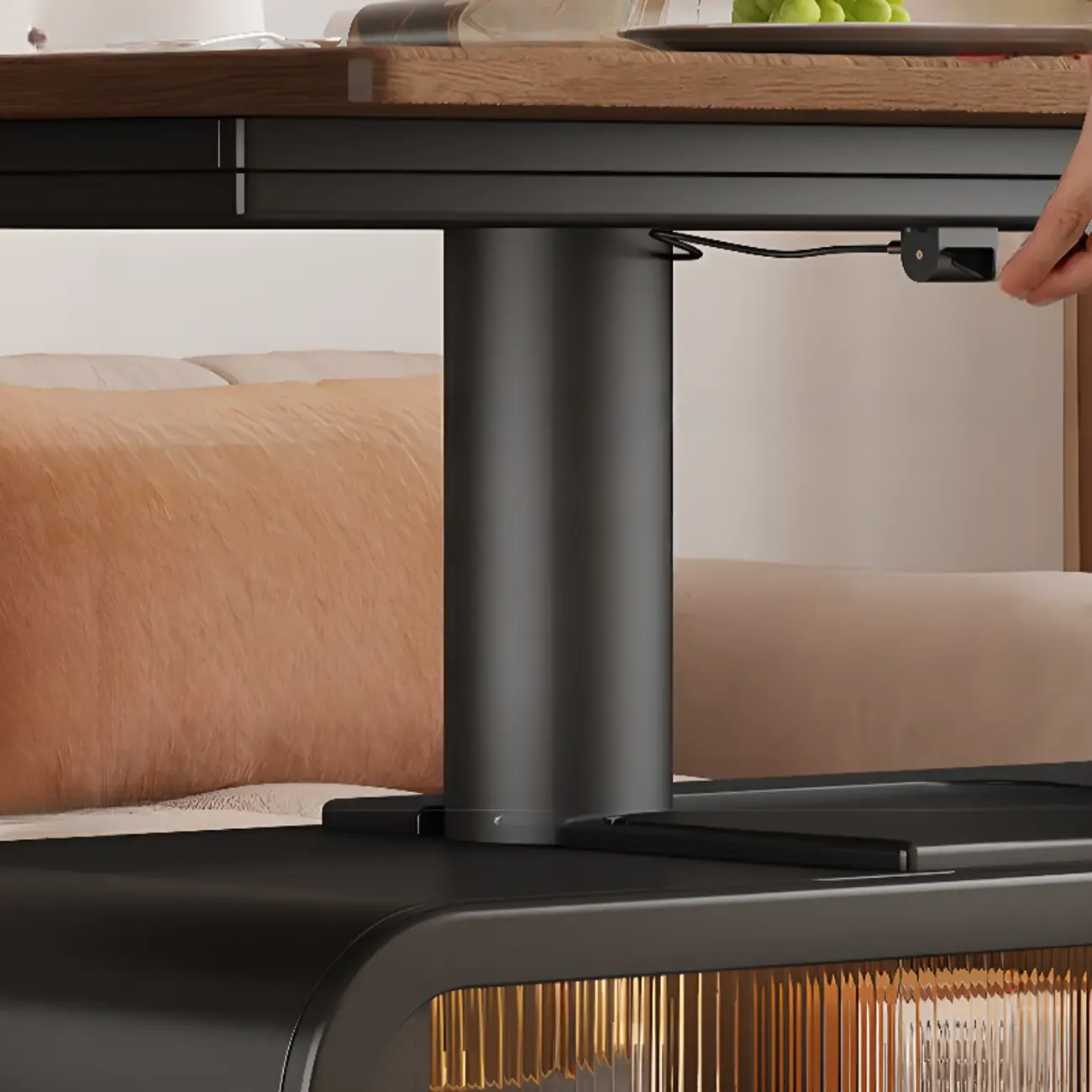 Adjustable Tabletop Modern Wood Side Table with Wheels Image - 11