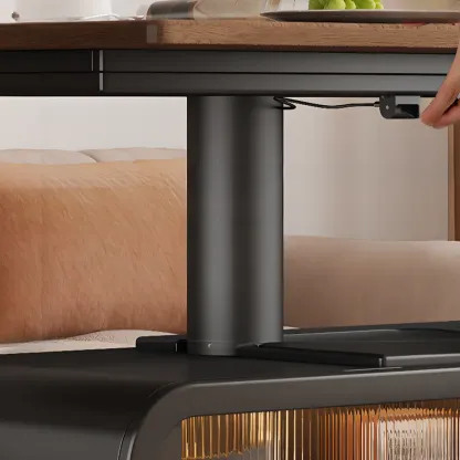 Adjustable Tabletop Modern Wood Side Table with Wheels Image - 11