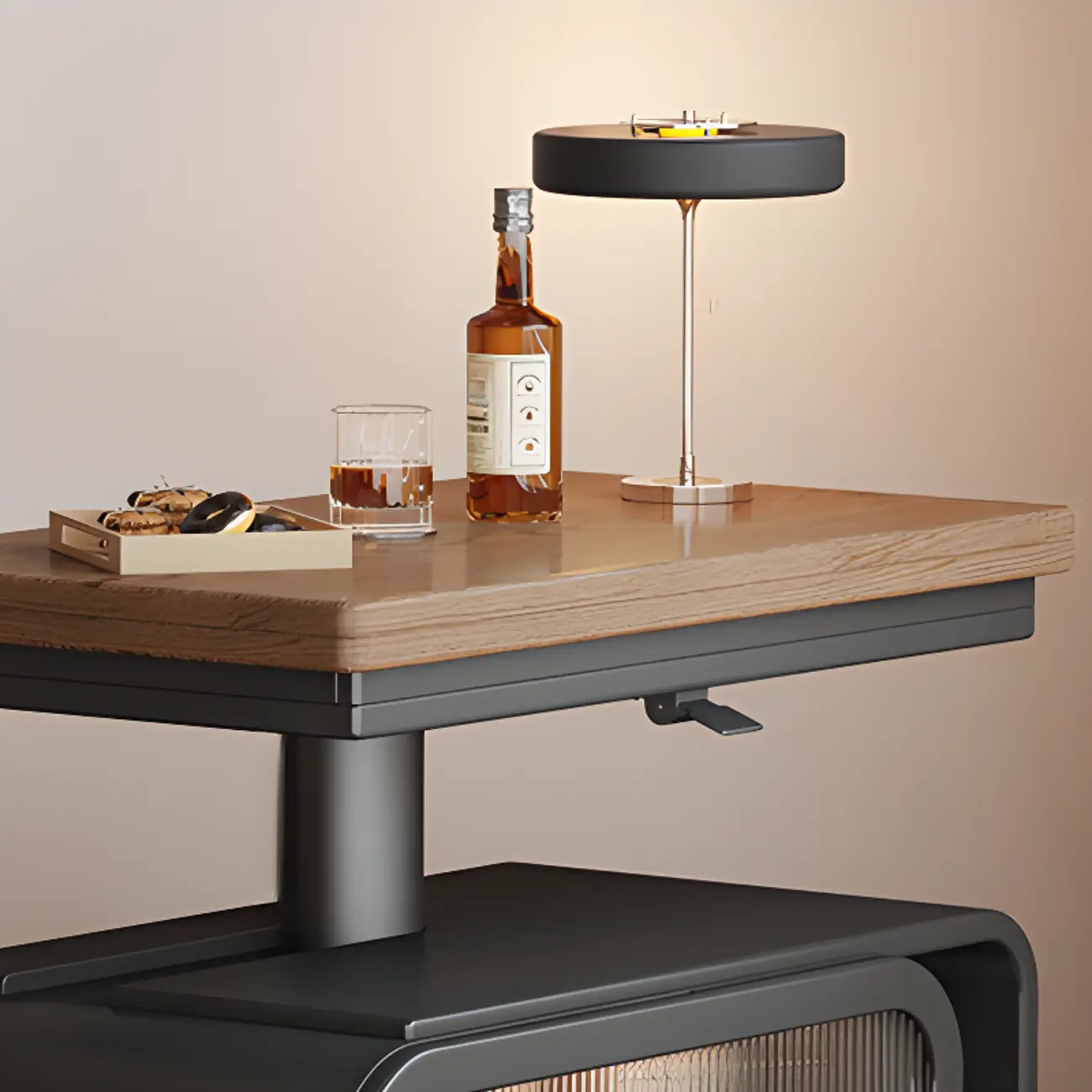 Adjustable Tabletop Modern Wood Side Table with Wheels Image - 16 | homeyfad