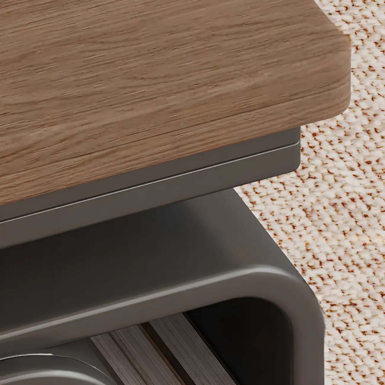 Adjustable Tabletop Modern Wood Side Table with Wheels Image - 17