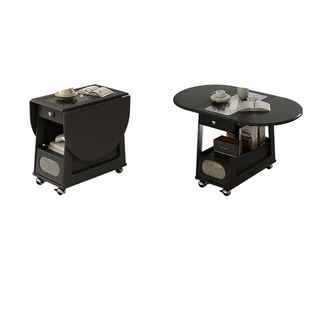 Adjustable Tabletop Modern Wood Side Table with Wheels Image - 18 | homeyfad