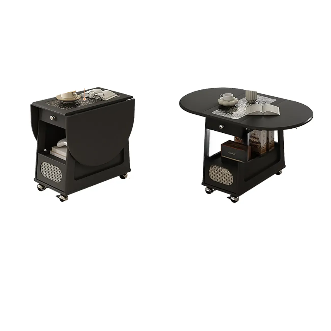 Adjustable Tabletop Modern Wood Side Table with Wheels Image - 18