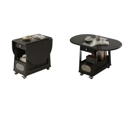 Adjustable Tabletop Modern Wood Side Table with Wheels Image - 18