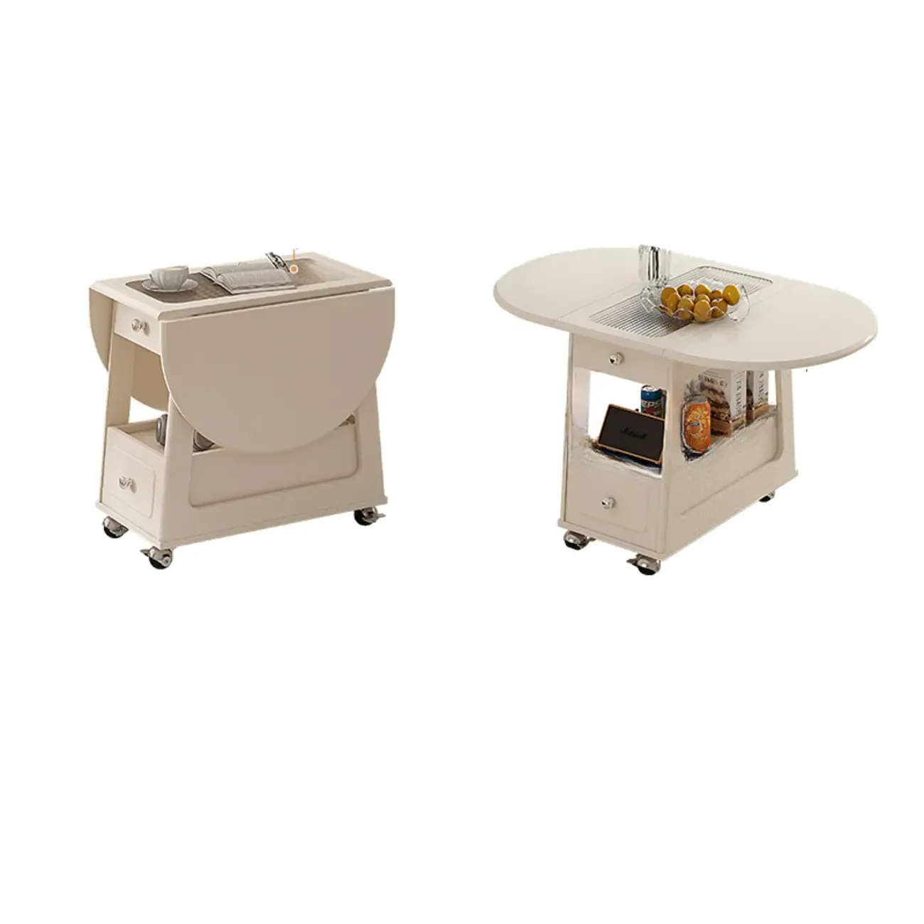 Adjustable Tabletop Modern Wood Side Table with Wheels Image - 19