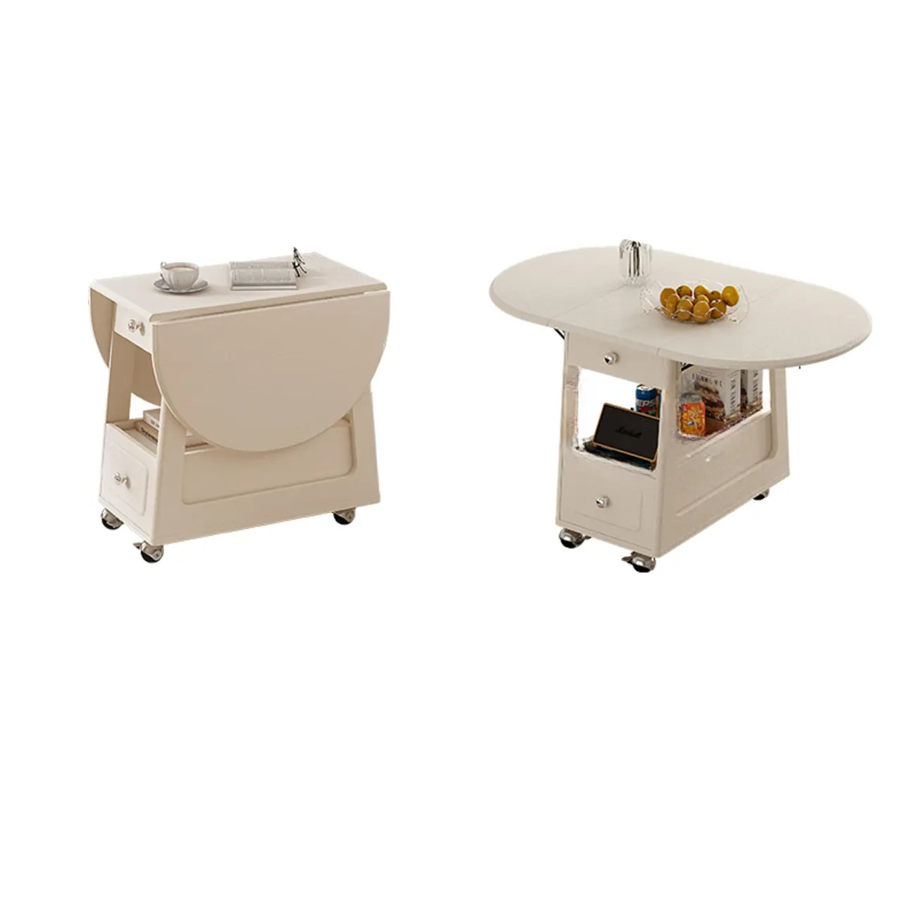 Adjustable Tabletop Modern Wood Side Table with Wheels Image - 21 | homeyfad