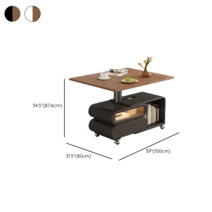 Adjustable Tabletop Modern Wood Side Table with Wheels #size