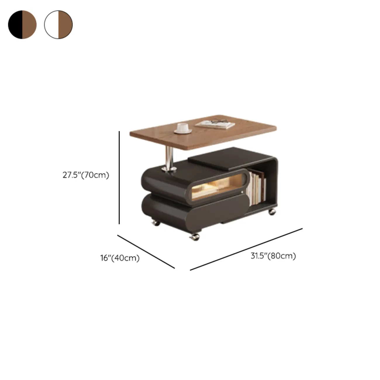 Adjustable Tabletop Modern Wood Side Table with Wheels Image - 27 | homeyfad