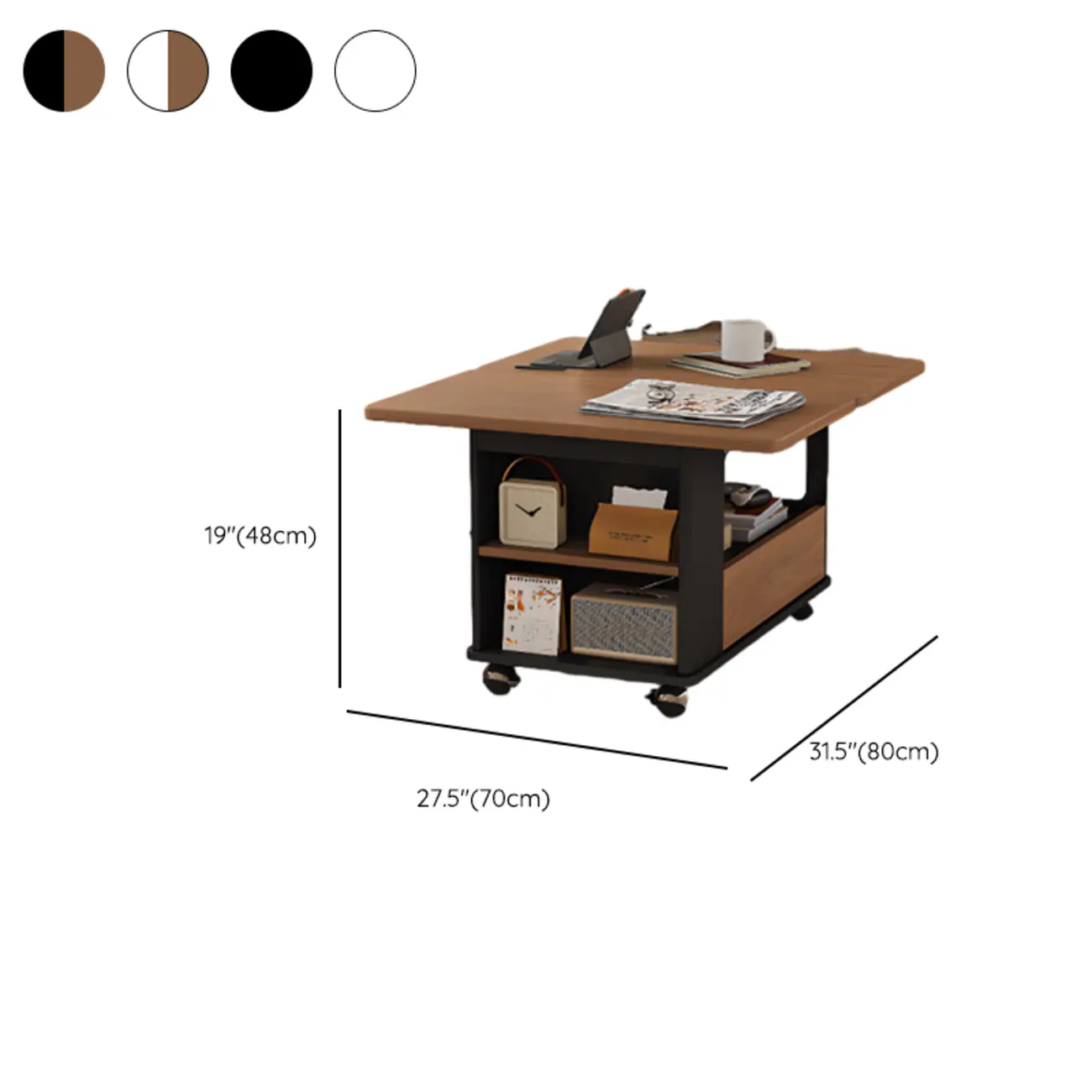 Adjustable Tabletop Modern Wood Side Table with Wheels Image - 28 | homeyfad