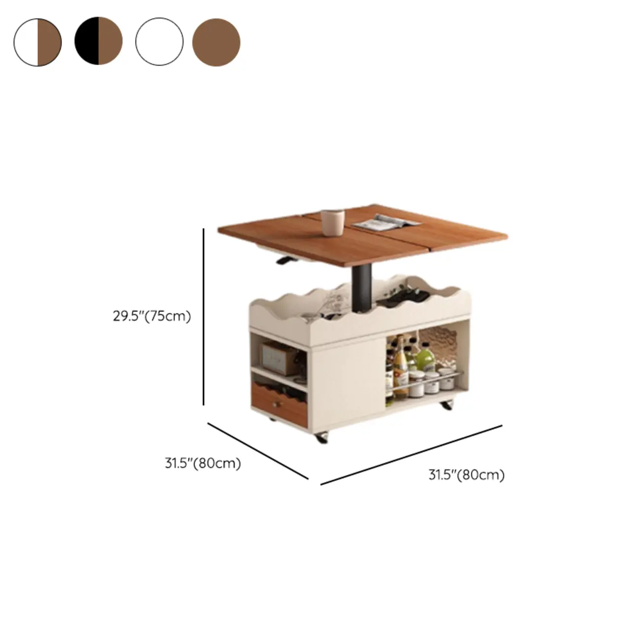 Adjustable Tabletop Modern Wood Side Table with Wheels Image - 30 | homeyfad