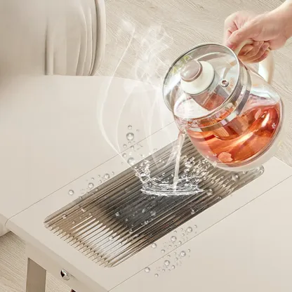 Foldable Wood White Modern Wheeled Small Side Table Image - 7