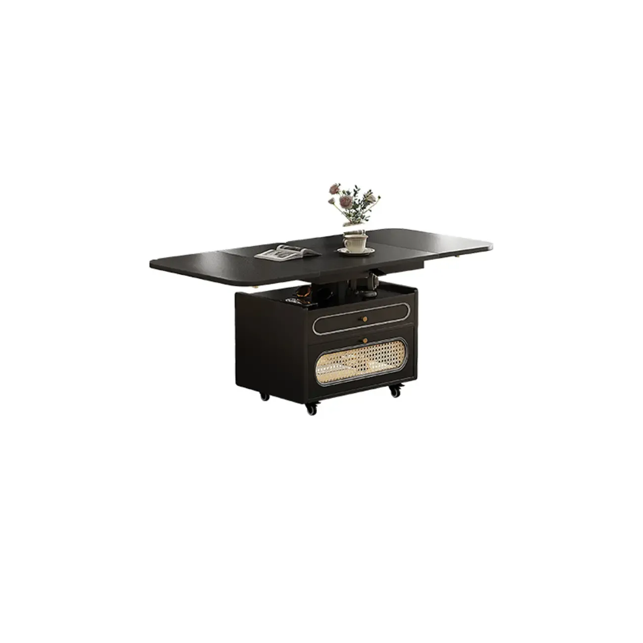 Foldable Wood White Modern Wheeled Small Side Table Image - 9