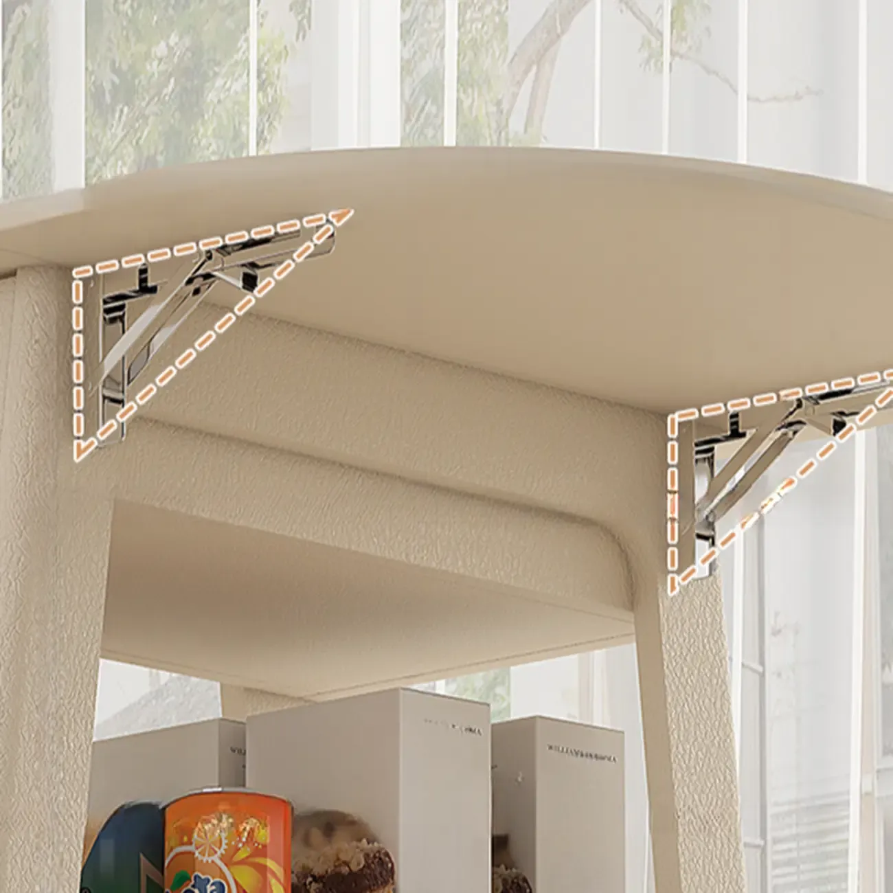 Foldable Wood White Modern Wheeled Small Side Table Image - 10