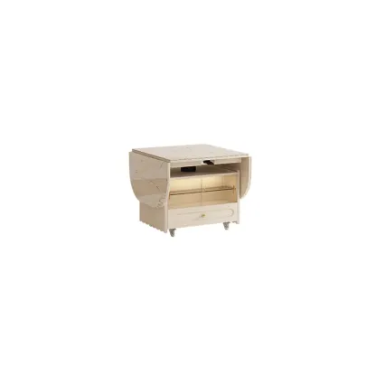 Foldable Wood White Modern Wheeled Small Side Table Image - 11