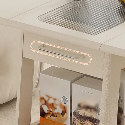 Foldable Wood White Modern Wheeled Small Side Table Image - 16