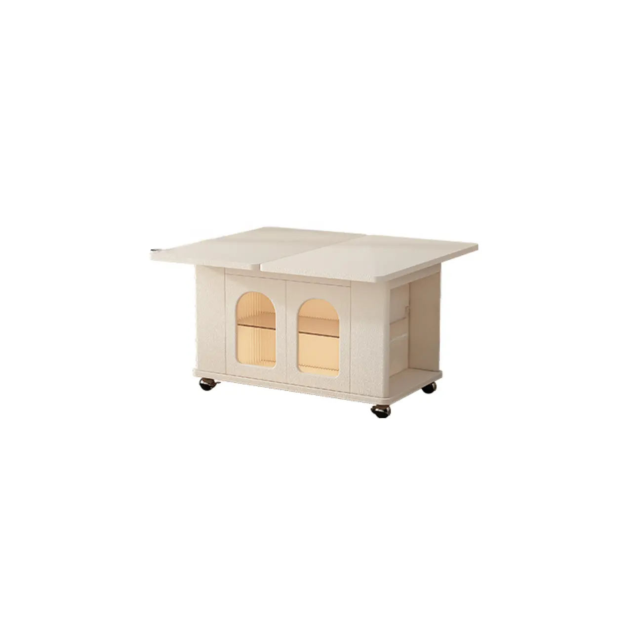 Foldable Wood White Modern Wheeled Small Side Table Image - 17 | homeyfad