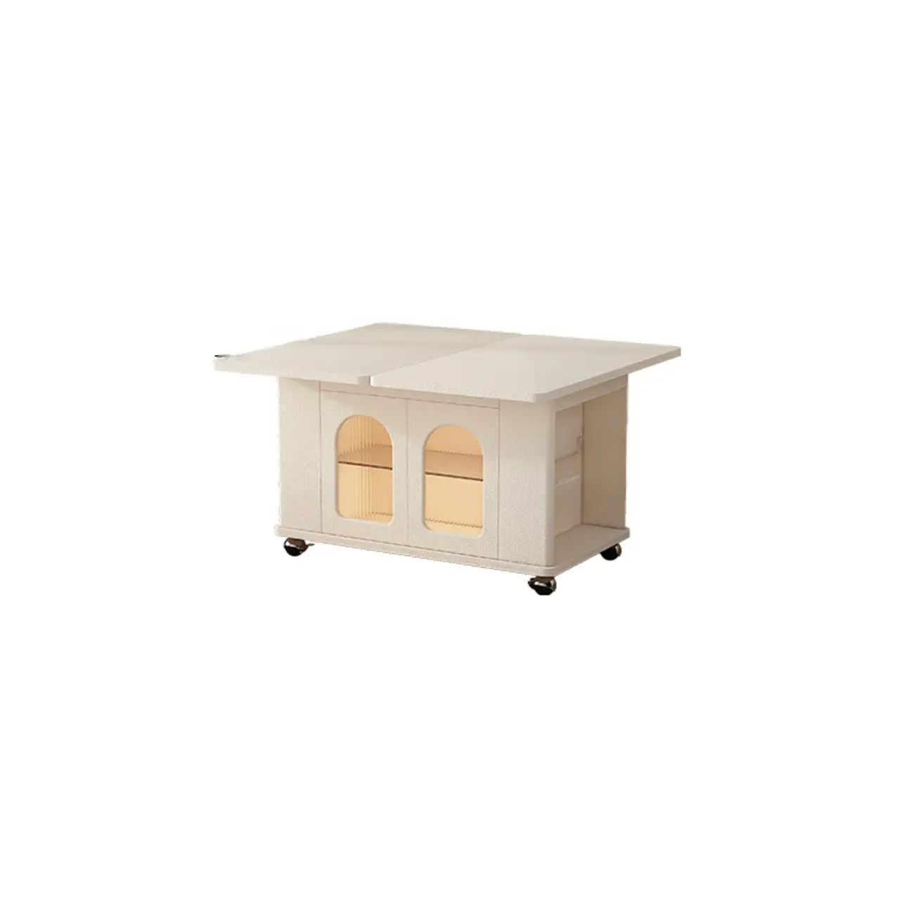 Foldable Wood White Modern Wheeled Small Side Table Image - 17