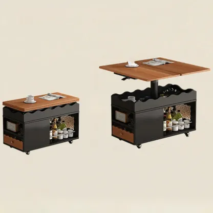 Foldable Wood White Modern Wheeled Small Side Table Image - 18