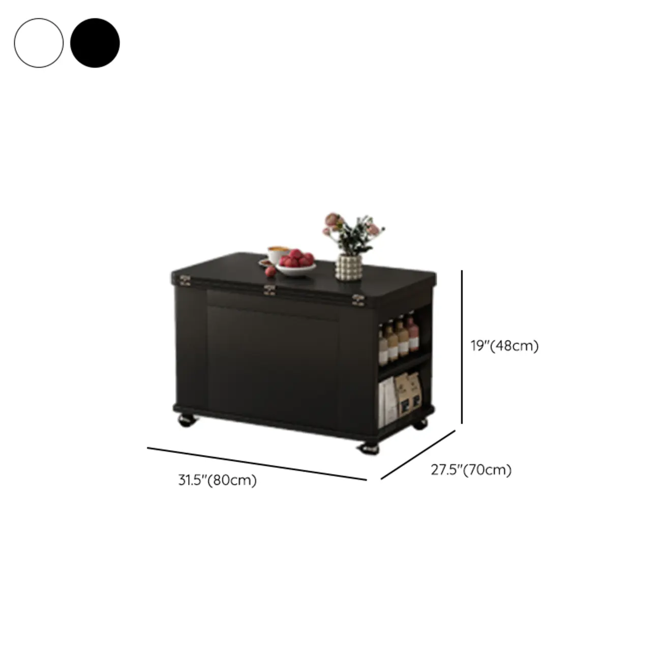 Foldable Wood White Modern Wheeled Small Side Table Image - 21 | homeyfad