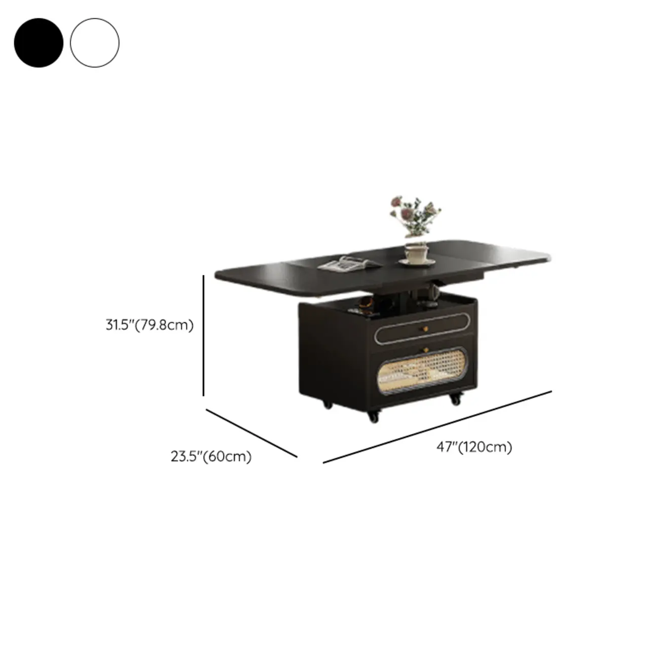 Foldable Wood White Modern Wheeled Small Side Table Image - 22 | homeyfad