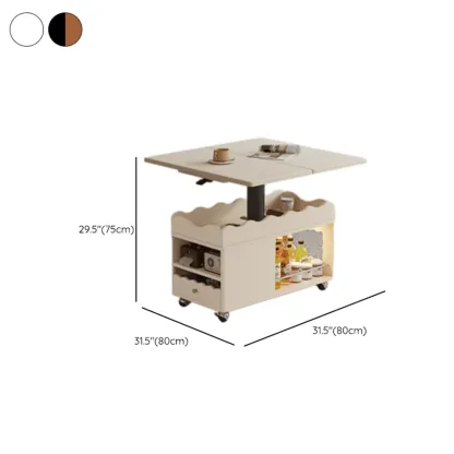 Foldable Wood White Modern Wheeled Small Side Table Image - 24