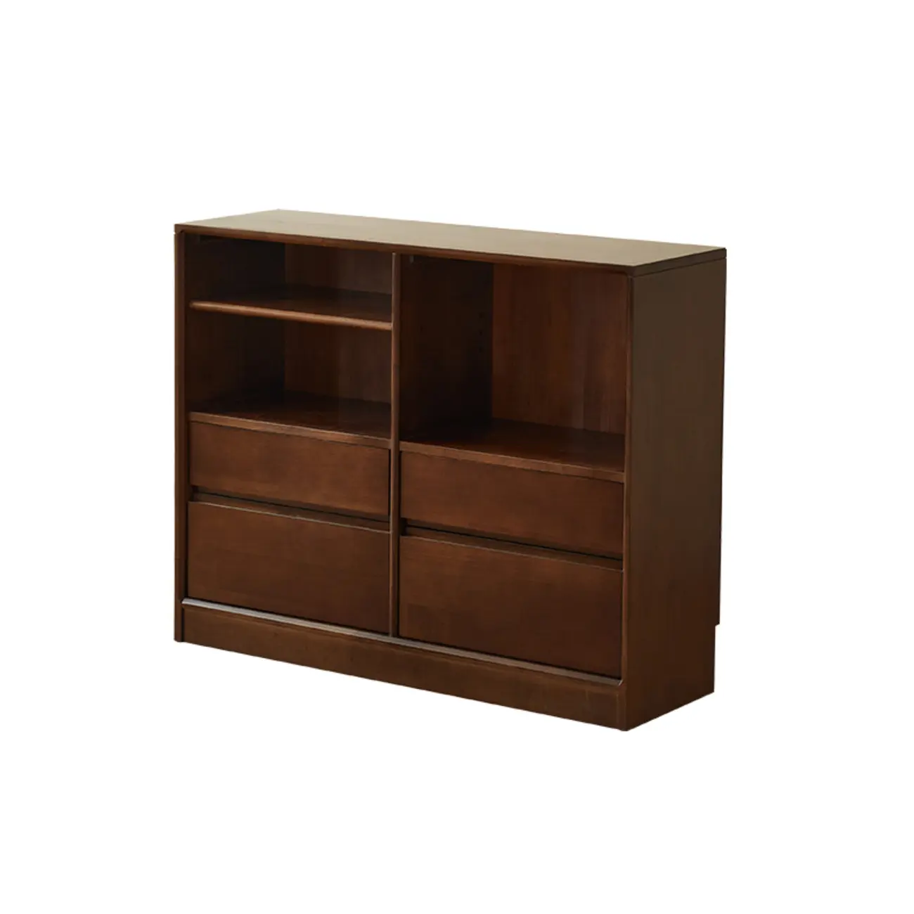 Mid Century Brown Closed Back Horizonal Wooden Bookcase Image - 6 | homeyfad