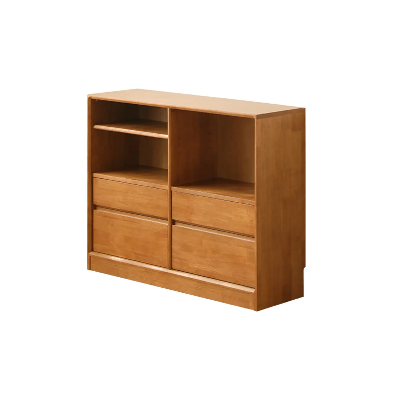 Mid Century Brown Closed Back Horizonal Wooden Bookcase Image - 15 | homeyfad