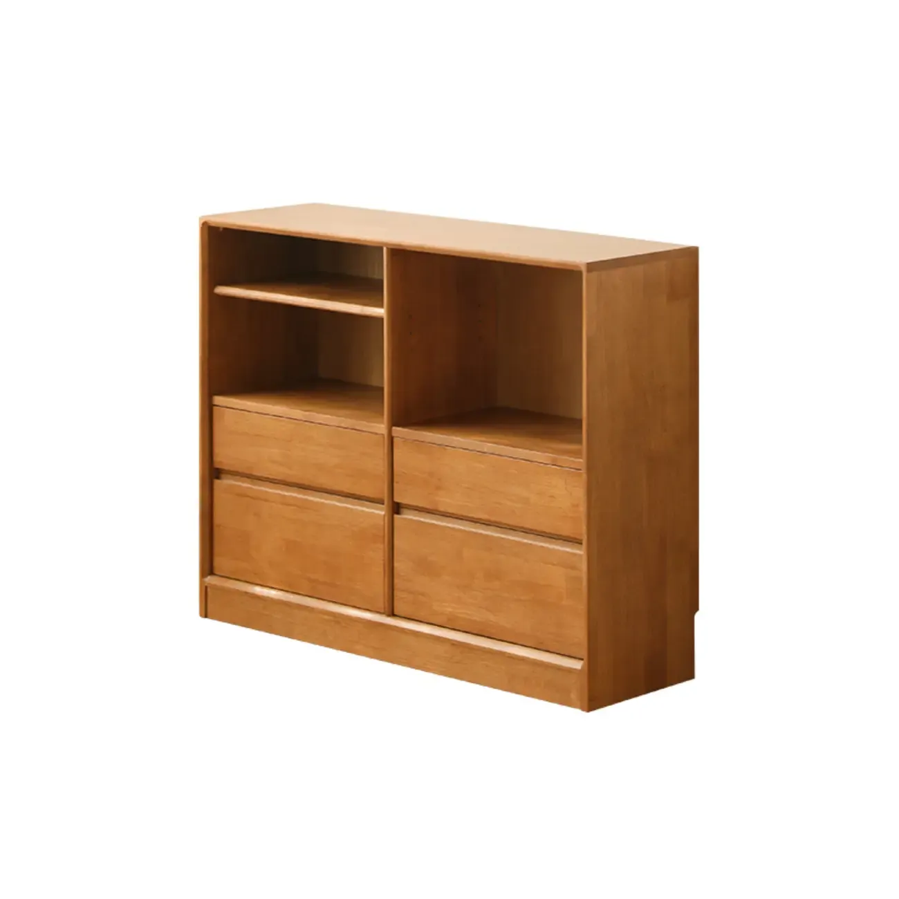 Mid Century Brown Closed Back Horizonal Wooden Bookcase Image - 15