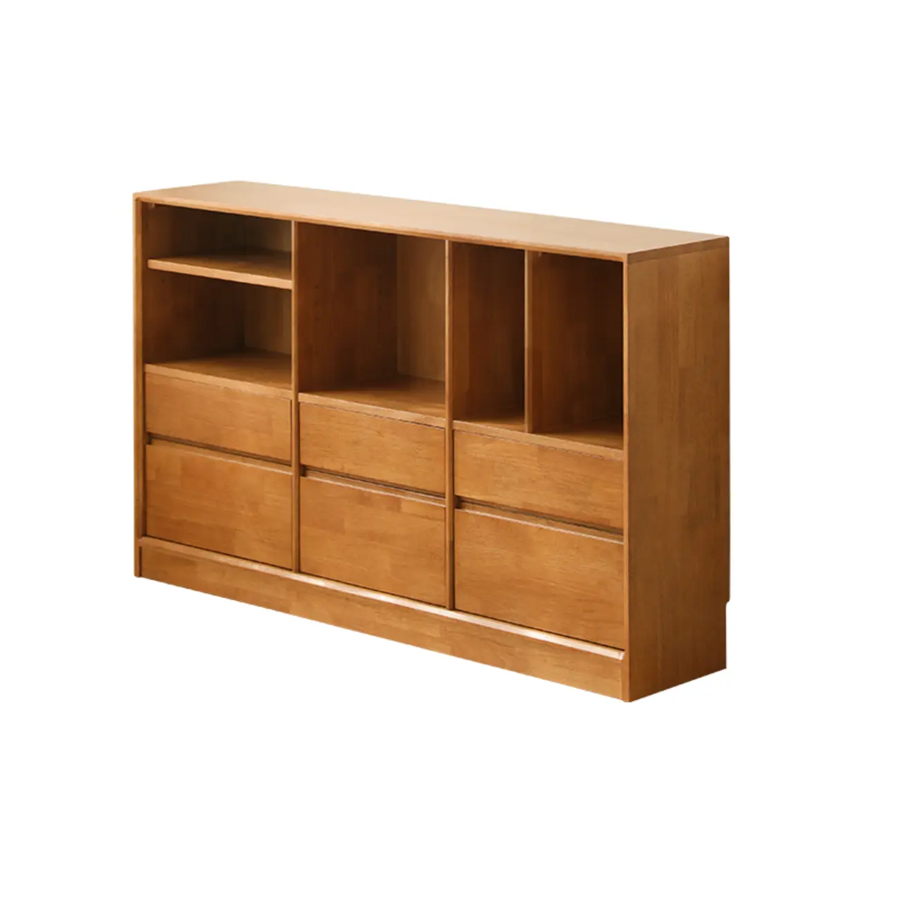 Mid Century Brown Closed Back Horizonal Wooden Bookcase Image - 16 | homeyfad