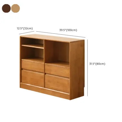 Mid Century Brown Closed Back Horizonal Wooden Bookcase Image - 21