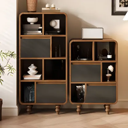 Mid-Century Modern Wooden Vertical Display Bookcase Image - 1
