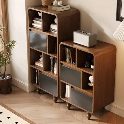 Mid-Century Modern Wooden Vertical Display Bookcase Image - 3
