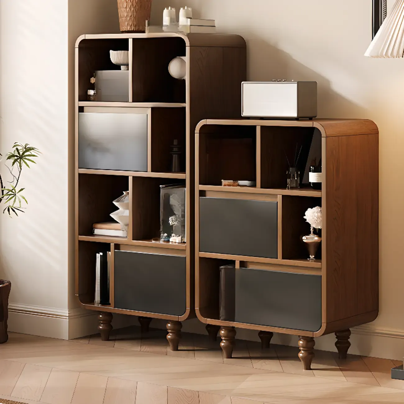 Mid-Century Modern Wooden Vertical Display Bookcase Image - 7