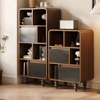 Mid-Century Modern Wooden Vertical Display Bookcase Image - 7