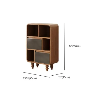 Mid-Century Modern Wooden Vertical Display Bookcase #size