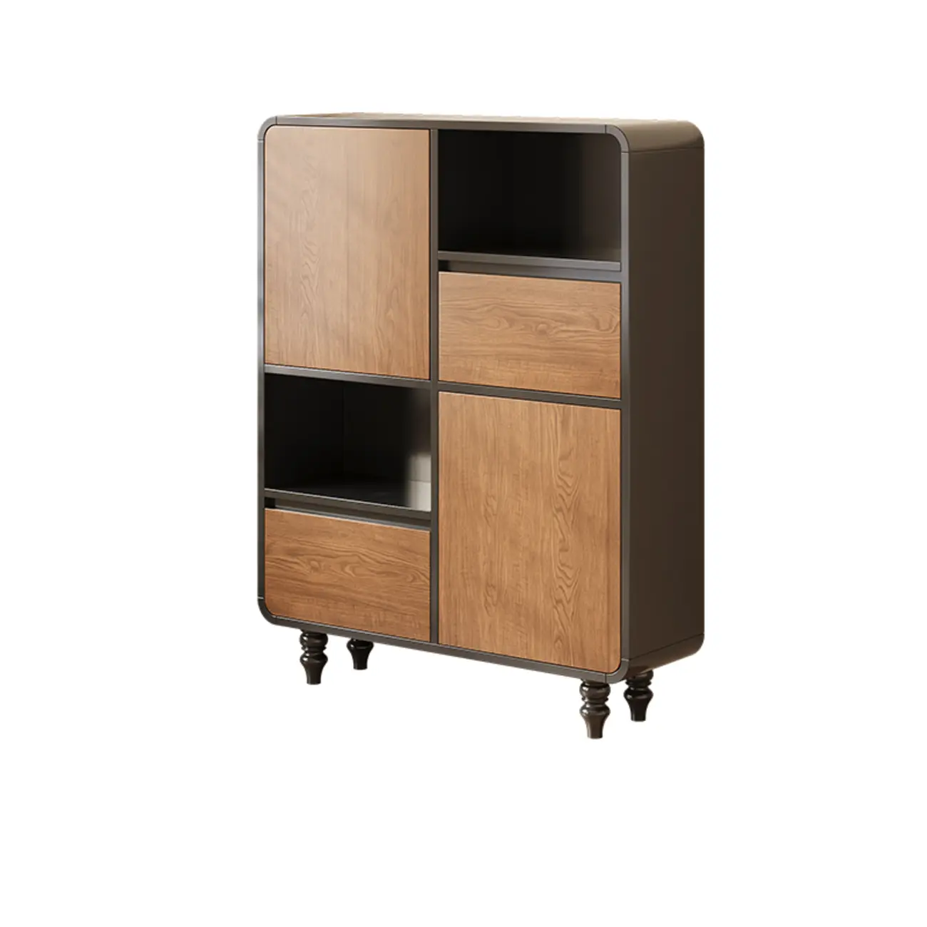 Minimalist Black Small Wooden Bookshelf with Drawer Image - 17 | homeyfad