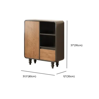 Minimalist Black Small Wooden Bookshelf with Drawer Image - 25