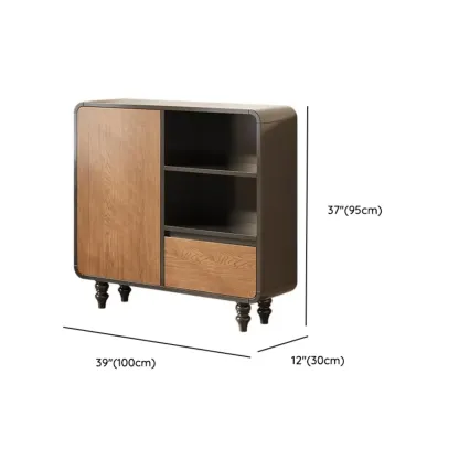 Minimalist Black Small Wooden Bookshelf with Drawer Image - 26