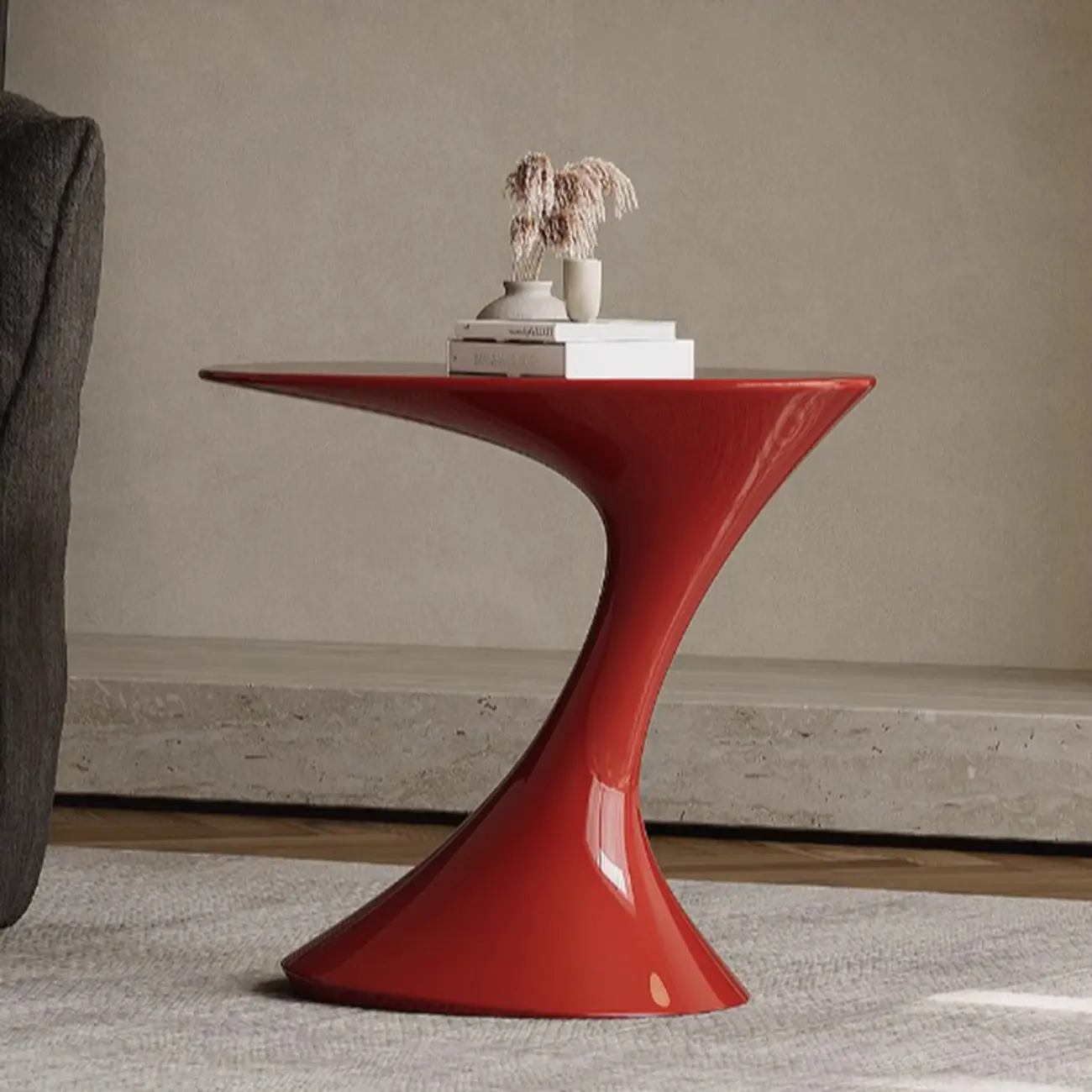 Minimalist Steel Oval Top Retro End Table For Living Room Image - 5 | homeyfad