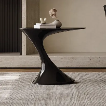 Minimalist Steel Oval Top Retro End Table For Living Room Image - 2