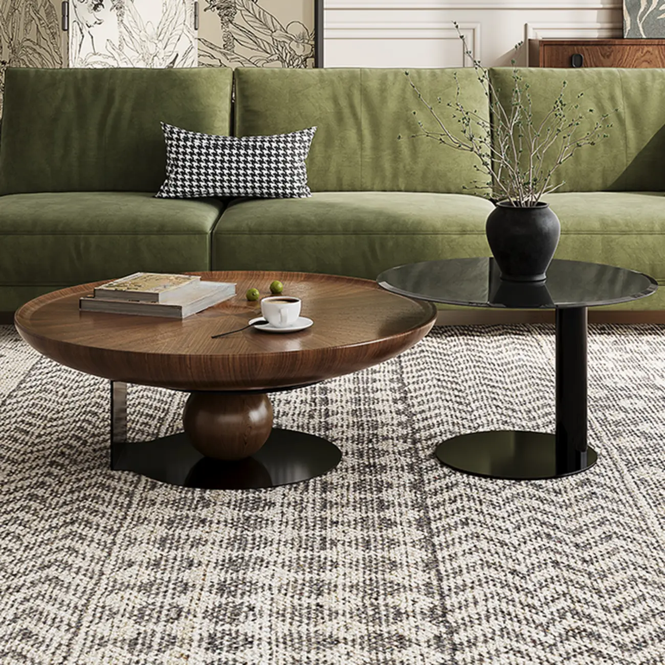 2-piece Modern Living Room Sculptural Nesting Coffee Table Set Image - 1 | homeyfad