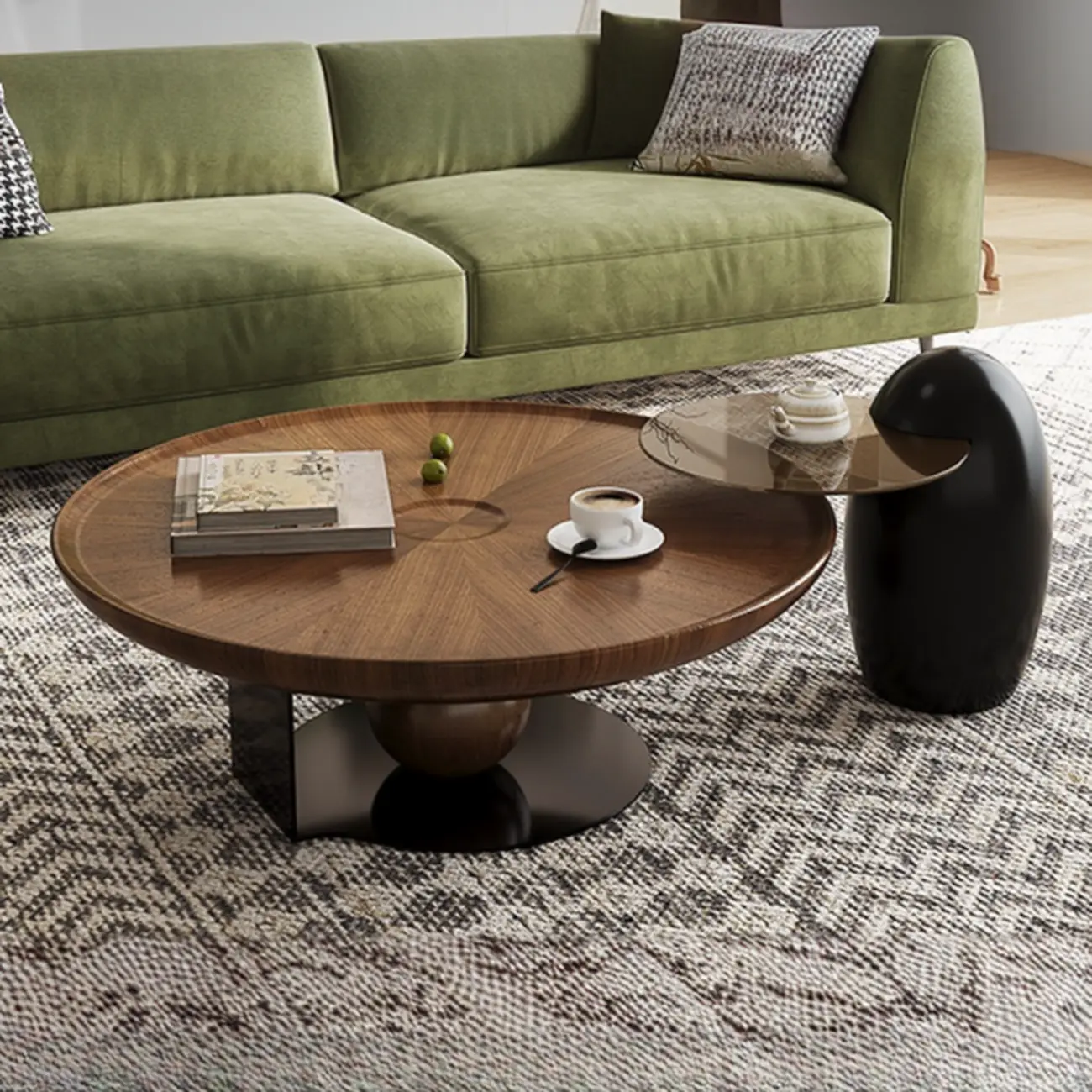 2-piece Modern Living Room Sculptural Nesting Coffee Table Set Image - 5 | homeyfad