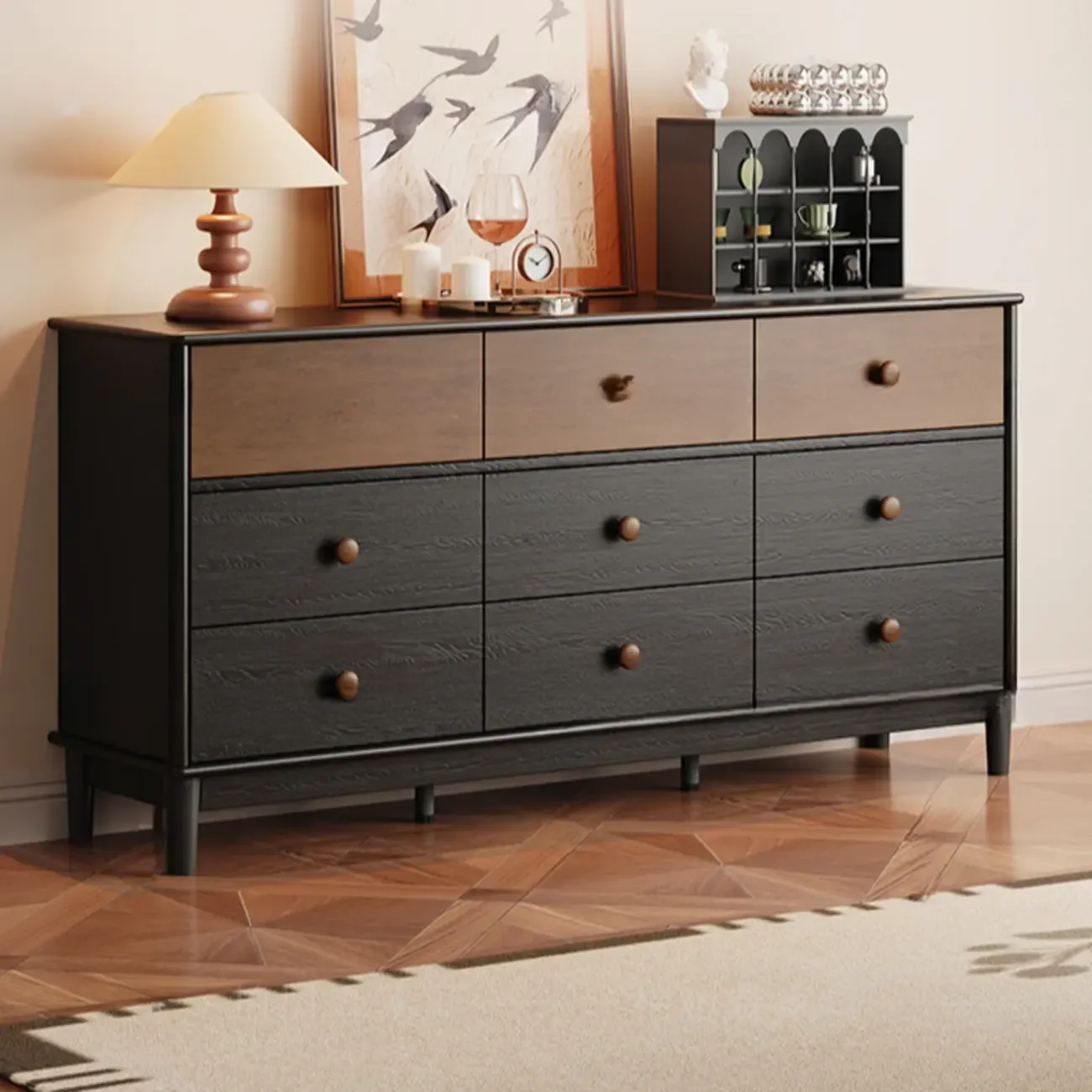 Traditional Wood Freestanding Dresser Multi-drawer Image - 1